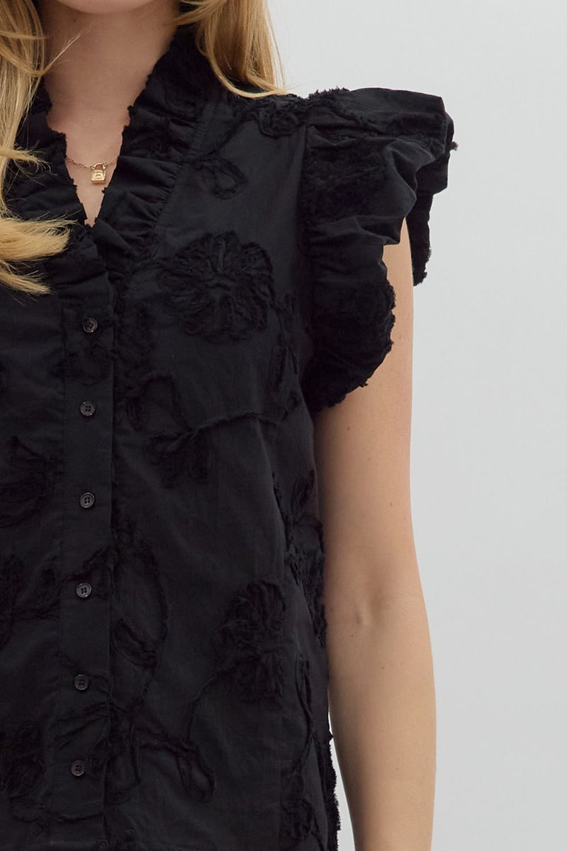 Floral Textured Blouse (black)