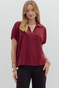 Burgundy Puff Sleeve Top