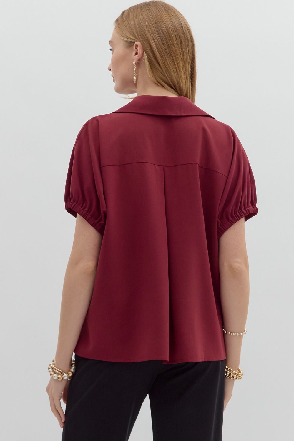Burgundy Puff Sleeve Top