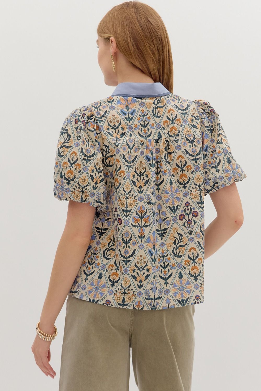 Blue Diamond Floral Blouse