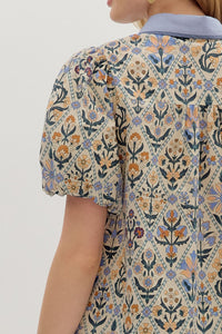 Blue Diamond Floral Blouse