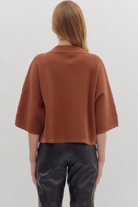 The Townes Collared Top (brown)
