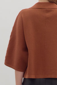 The Townes Collared Top (brown)