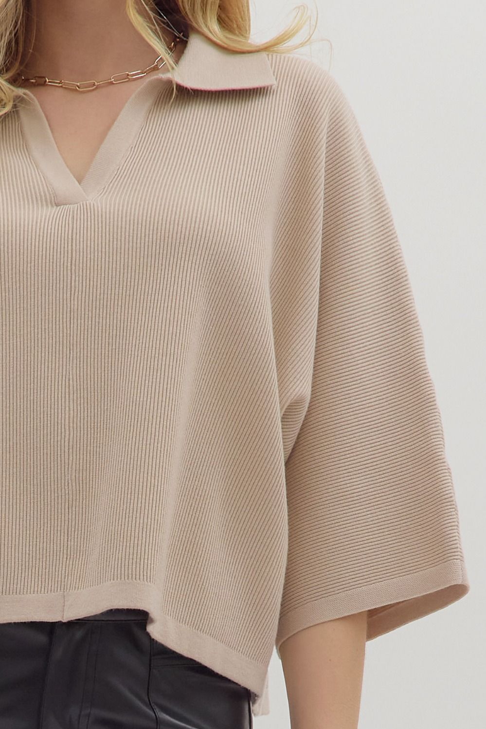 The Townes Collared Top (stone)