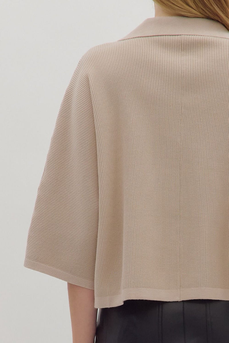The Townes Collared Top (stone)