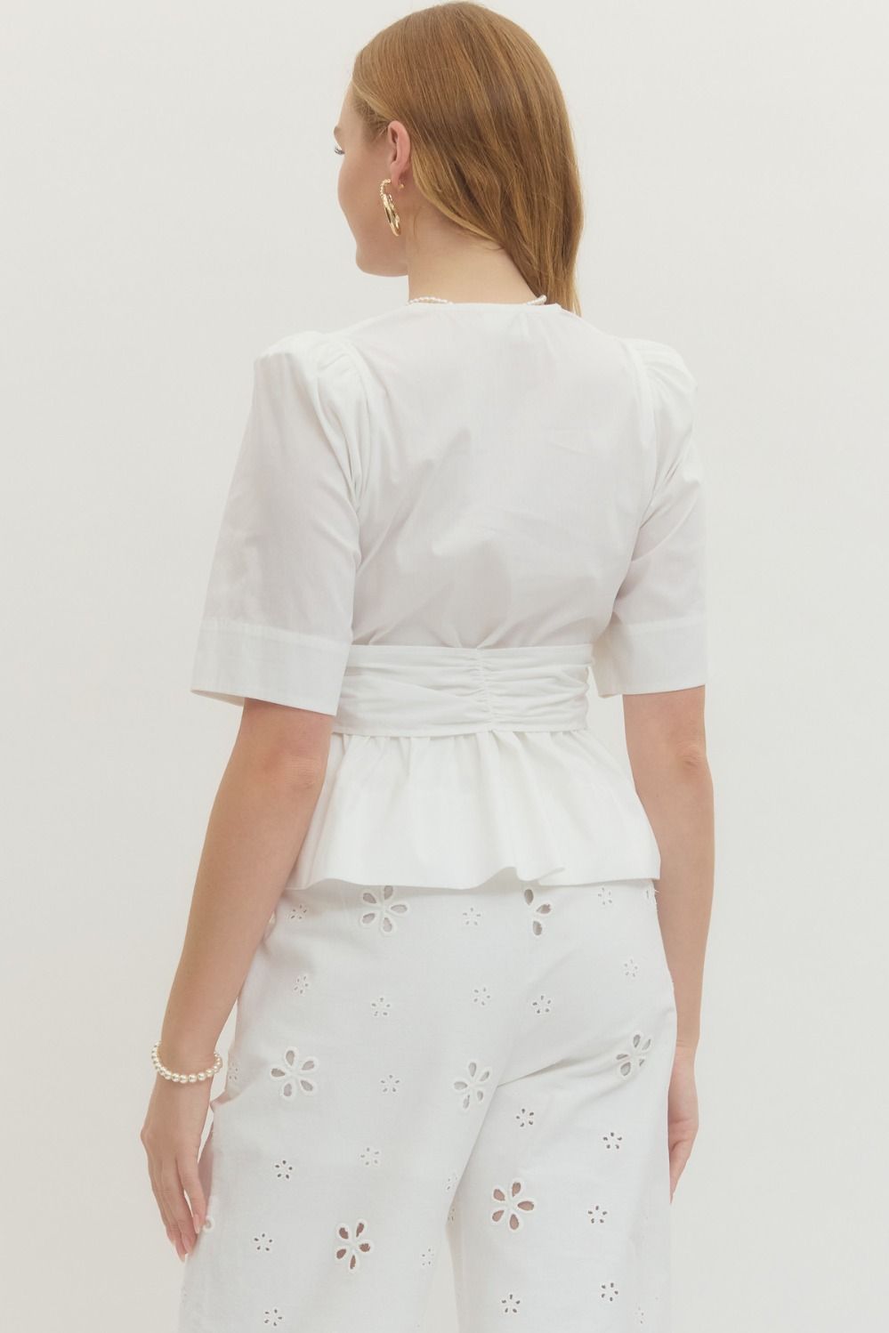 Sarah Bow Tie Top (white)