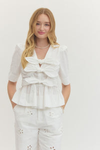 Sarah Bow Tie Top (white)