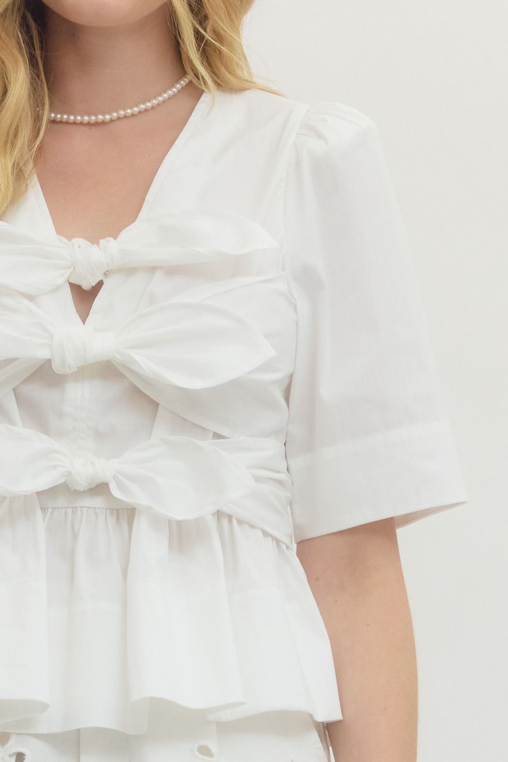 Sarah Bow Tie Top (white)