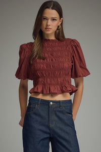 Peyton Puff Sleeve Blouse (maroon)