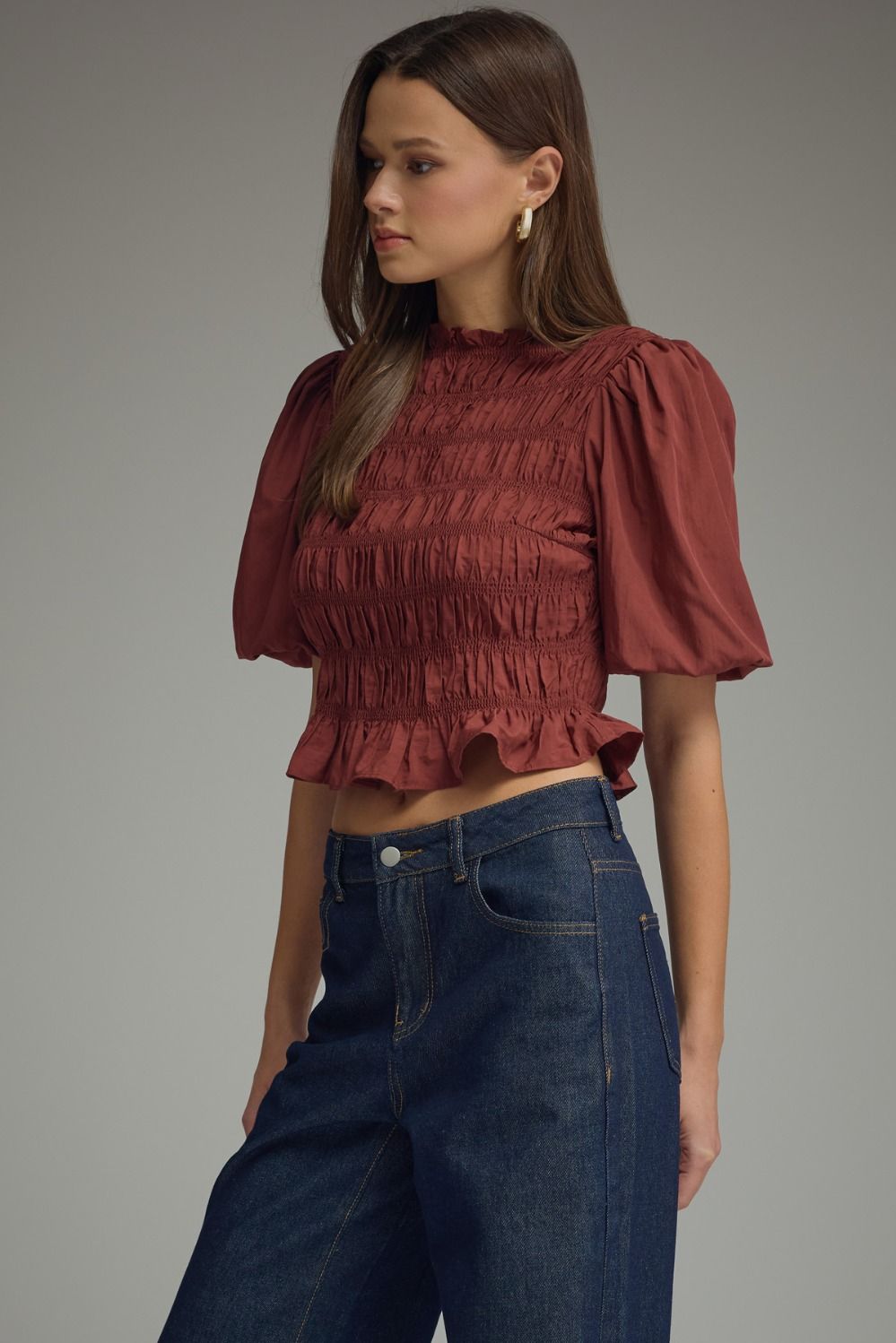 Peyton Puff Sleeve Blouse (maroon)