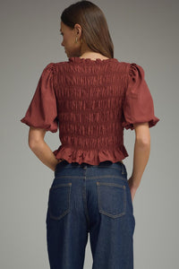 Peyton Puff Sleeve Blouse (maroon)