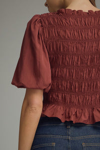 Peyton Puff Sleeve Blouse (maroon)