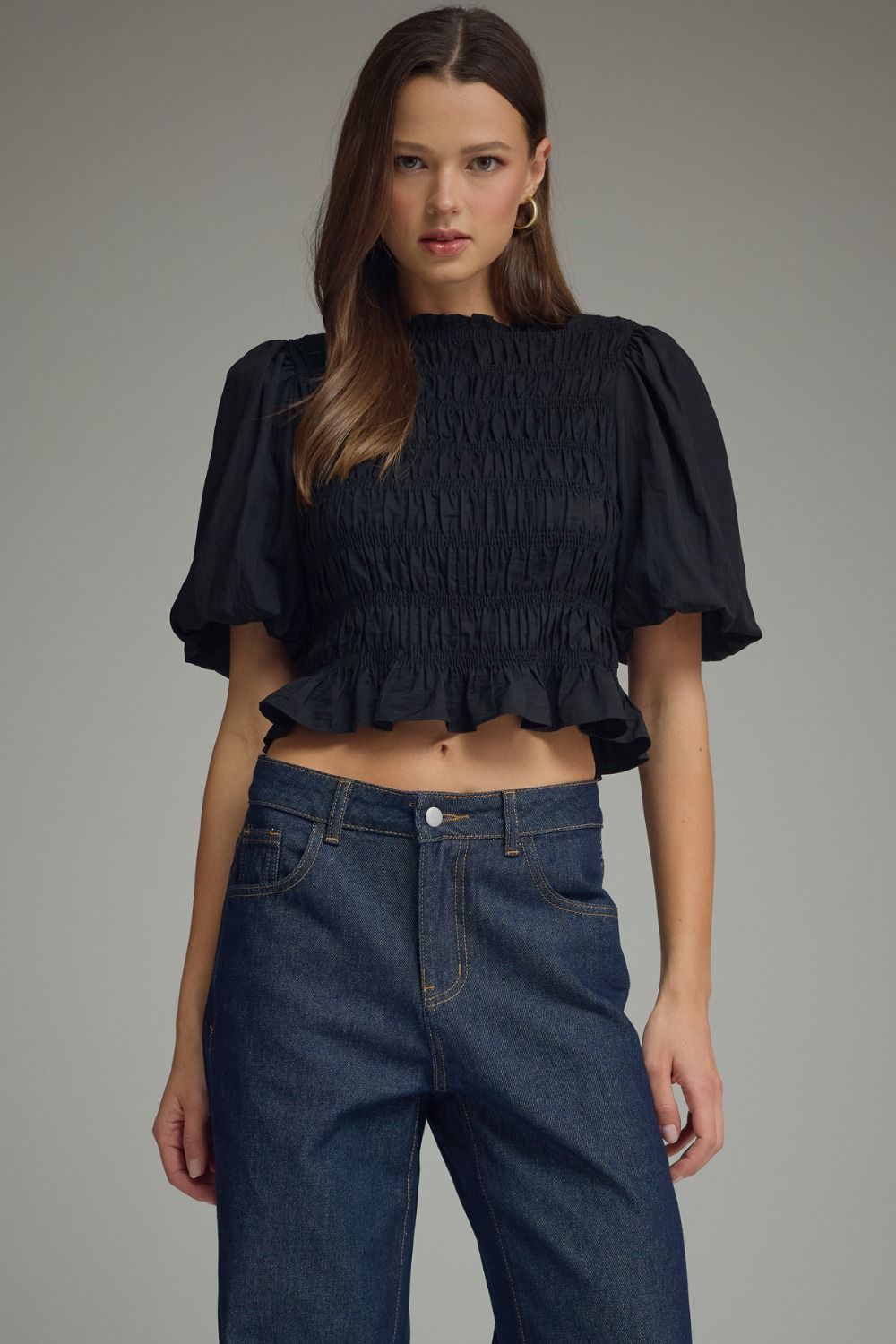 Peyton Puff Sleeve Blouse (black)
