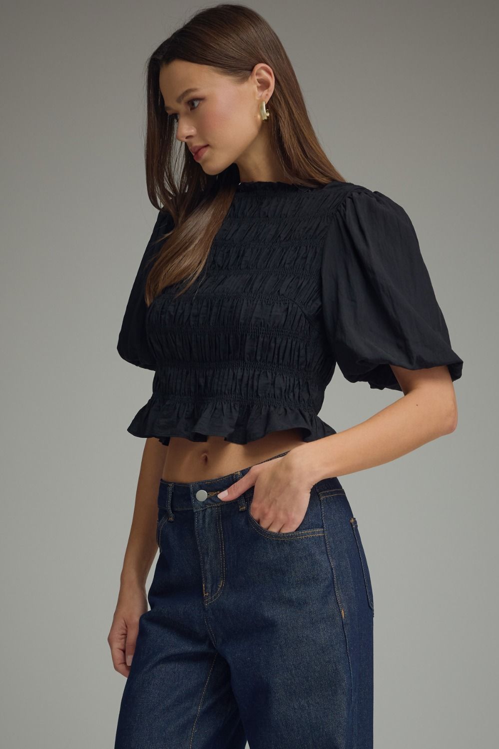 Peyton Puff Sleeve Blouse (black)