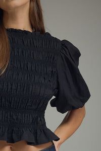 Peyton Puff Sleeve Blouse (black)