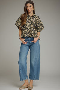 Archer Floral Babydoll Top (black)