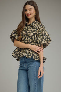 Archer Floral Babydoll Top (black)