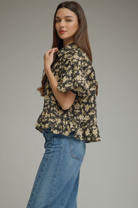 Archer Floral Babydoll Top (black)