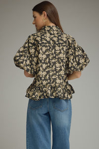 Archer Floral Babydoll Top (black)
