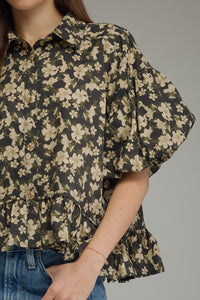 Archer Floral Babydoll Top (black)