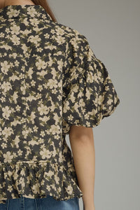 Archer Floral Babydoll Top (black)