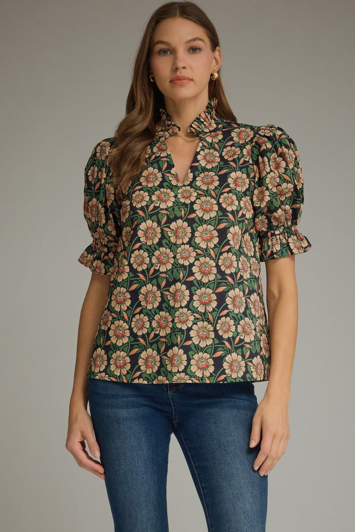 Mila Green Floral Blouse - GEORGE-MARY'S