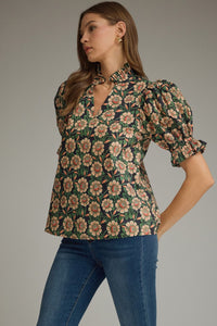 Mila Green Floral Blouse