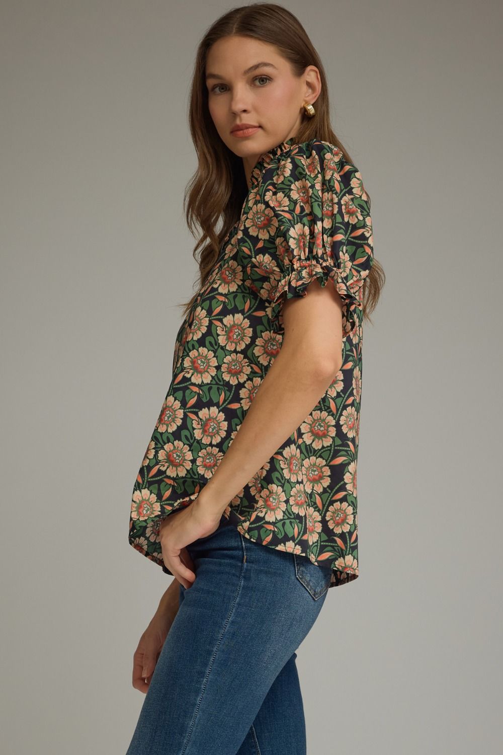 Mila Green Floral Blouse