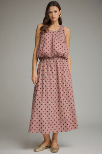 PREORDER Gingham Polka Dot Tank (burgundy)
