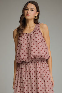 PREORDER Gingham Polka Dot Tank (burgundy)
