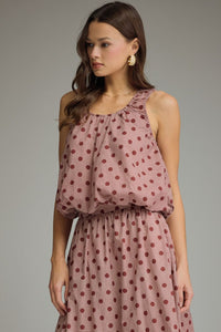 PREORDER Gingham Polka Dot Tank (burgundy)