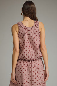 PREORDER Gingham Polka Dot Tank (burgundy)