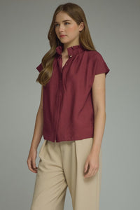 Maroon Ruffled Blouse