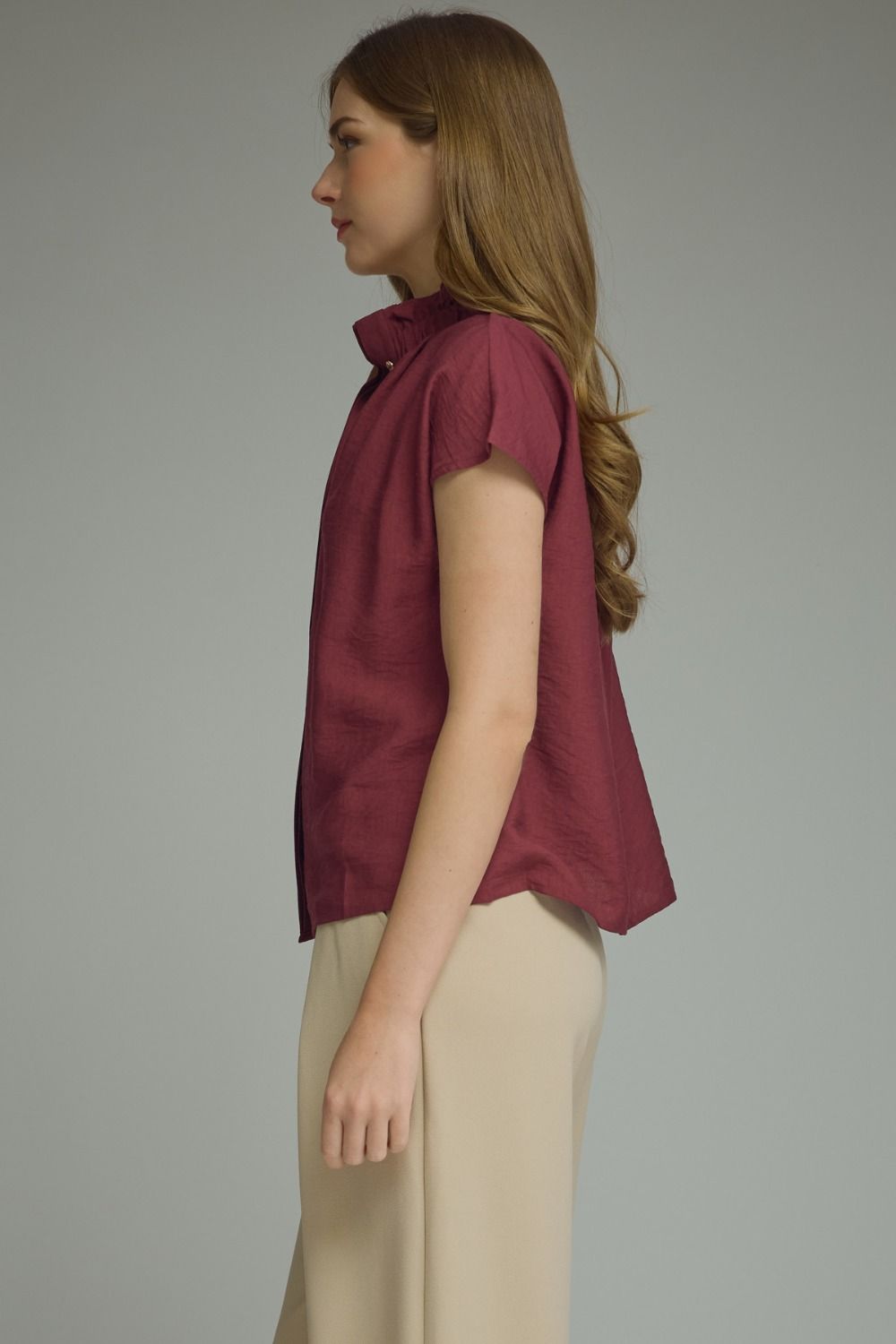 Maroon Ruffled Blouse
