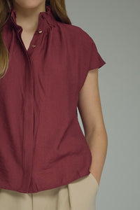 Maroon Ruffled Blouse