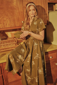 Margeaux Floral Midi Dress (olive)