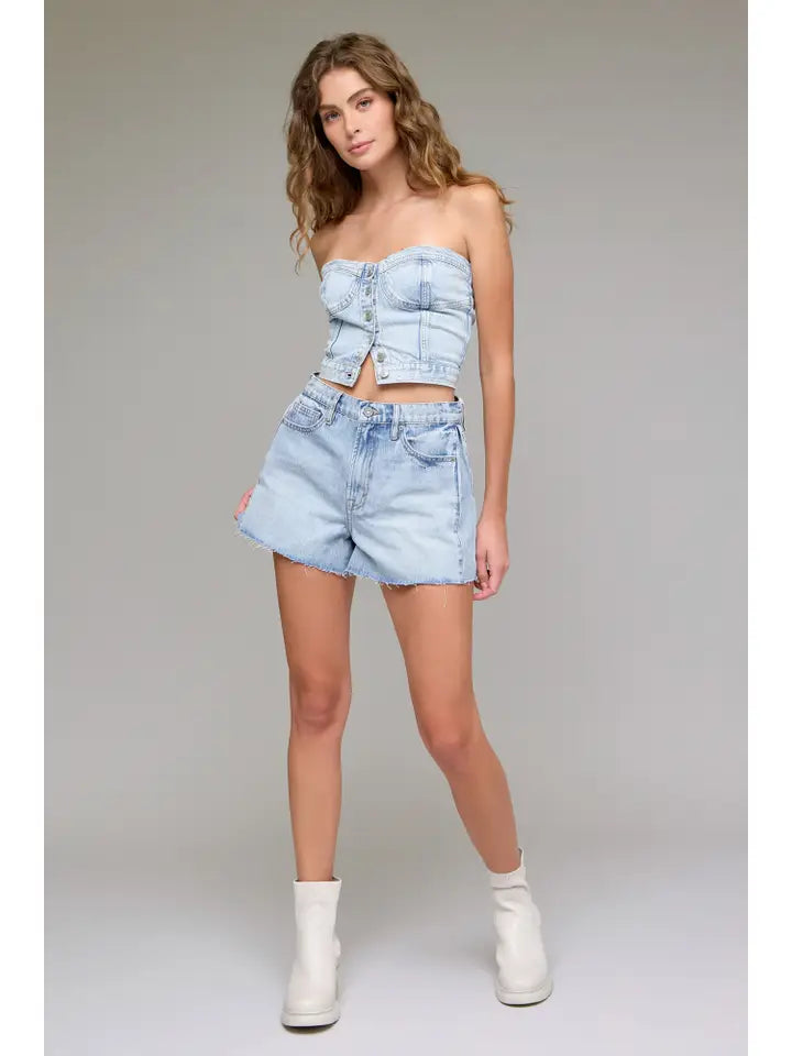 Boyfriend Side Seam Denim Shorts