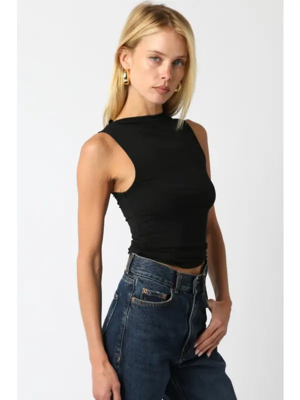 Black Mockneck Tank - GEORGE-MARY'S