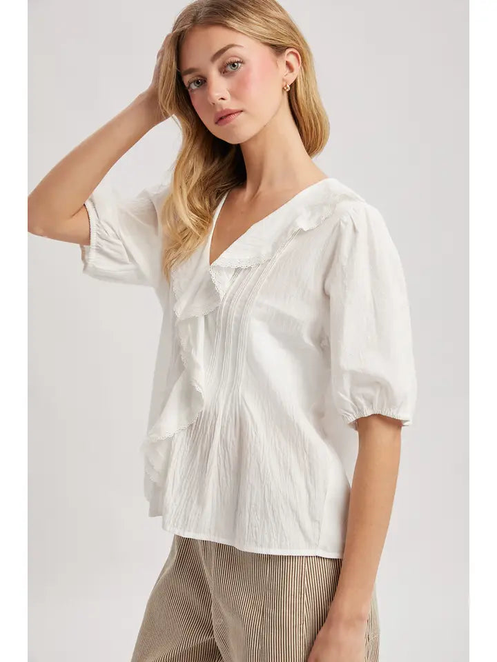 Louise Ruffled Top (ivory) - GEORGE-MARY'S