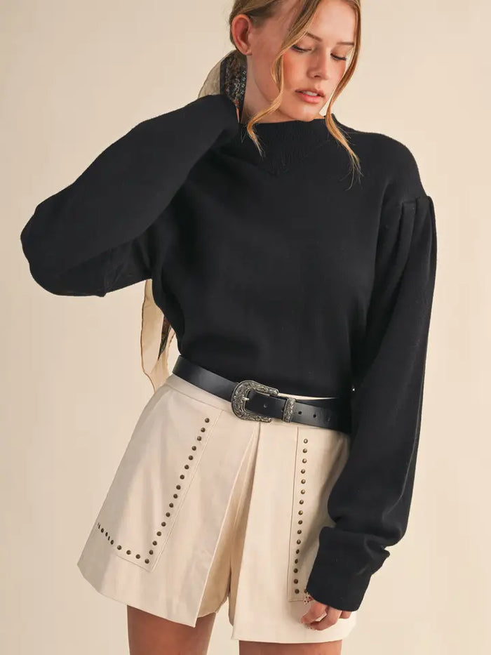 The Foster Puff Sleeve Sweater (black)