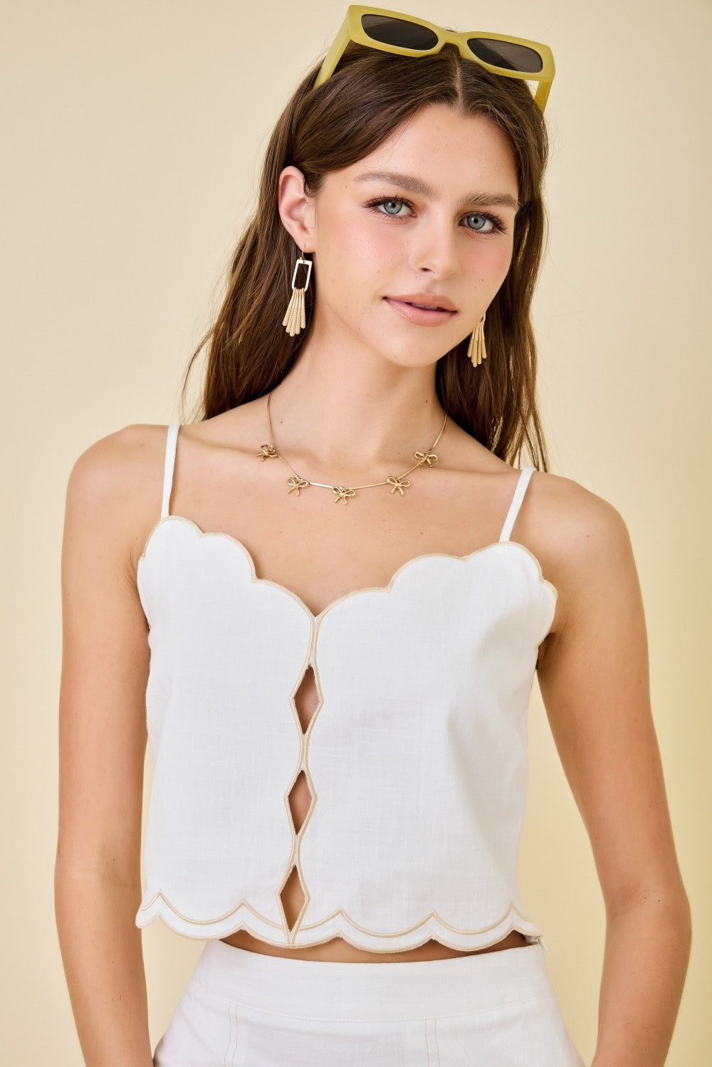 Scalloped White Tank
