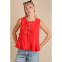 Polly Pleated Tank (red)
