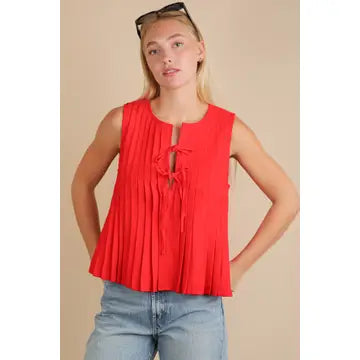 Polly Pleated Tank (red)