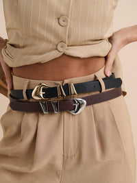 Pebble Dome Buckle Belt in Black - GEORGE-MARY'S
