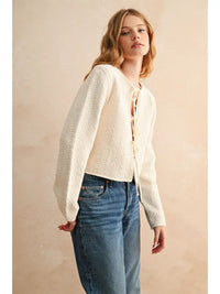 Mae Bow Tie Cardigan (cream)