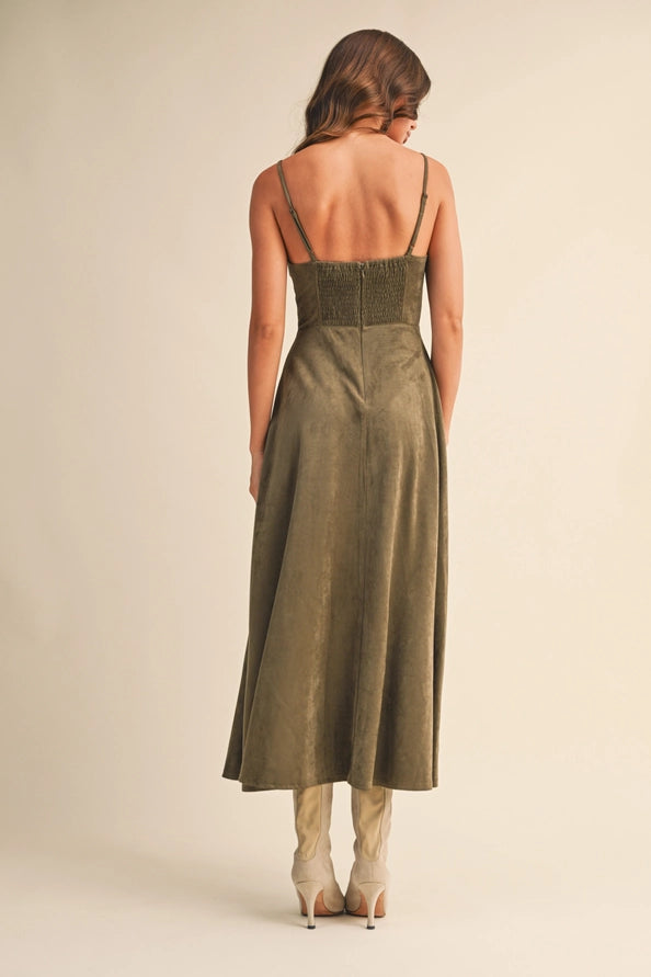 Skye Suede Dress (olive)