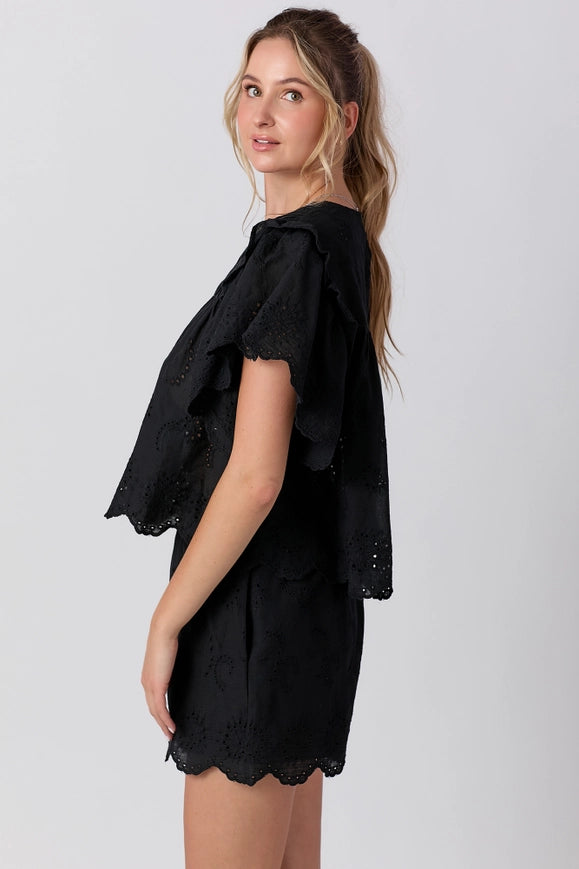 Ella Black Eyelet Shorts