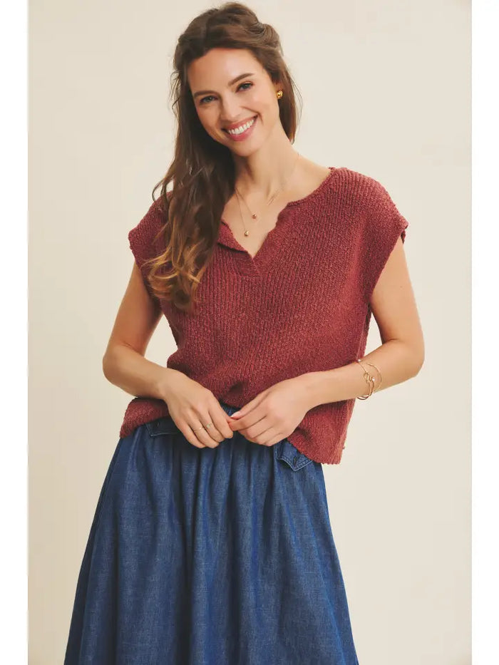 Burgundy Slub Sweater