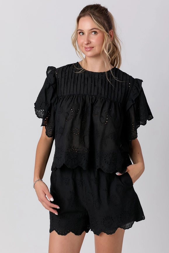 Ella Black Eyelet Shorts