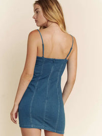 Denim Seamed Mini Dress